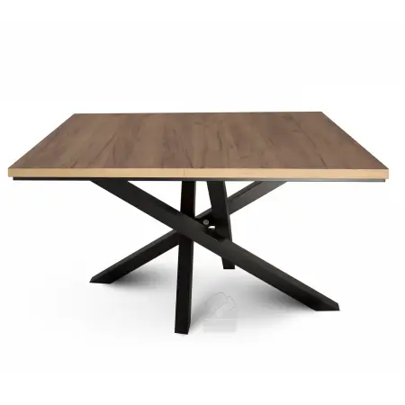 OD RĘKI ! MODERN M45 stół w stylu loft rozkładany 80x150-190 cm kraft złoty, czarne metalowe nogi